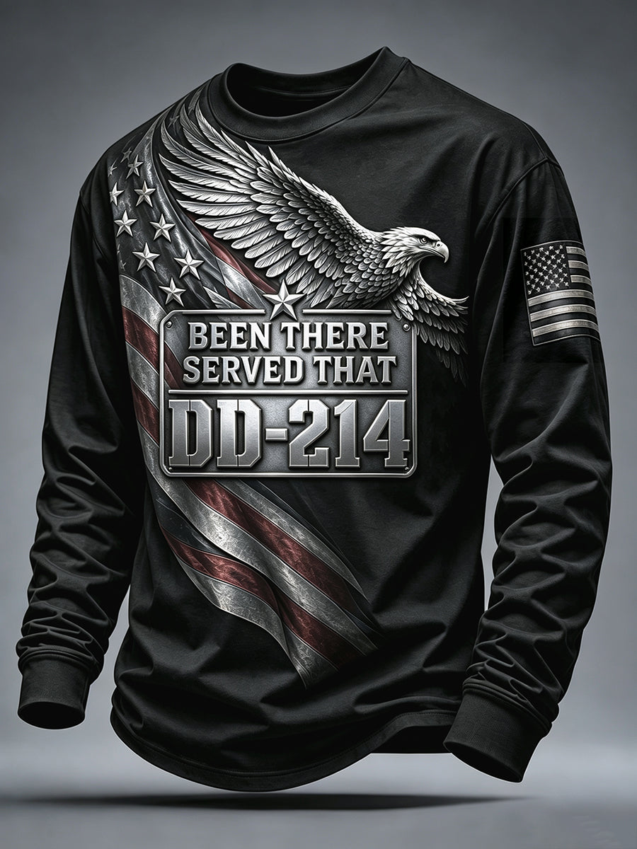 Men's DD-214 US Veterans Print Crew Neck Sweatshirt