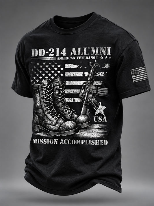 Men's DD-214 It's A Veteran Thing You Wouldn't Understand US Flag Print Veterans Day Casual Tee