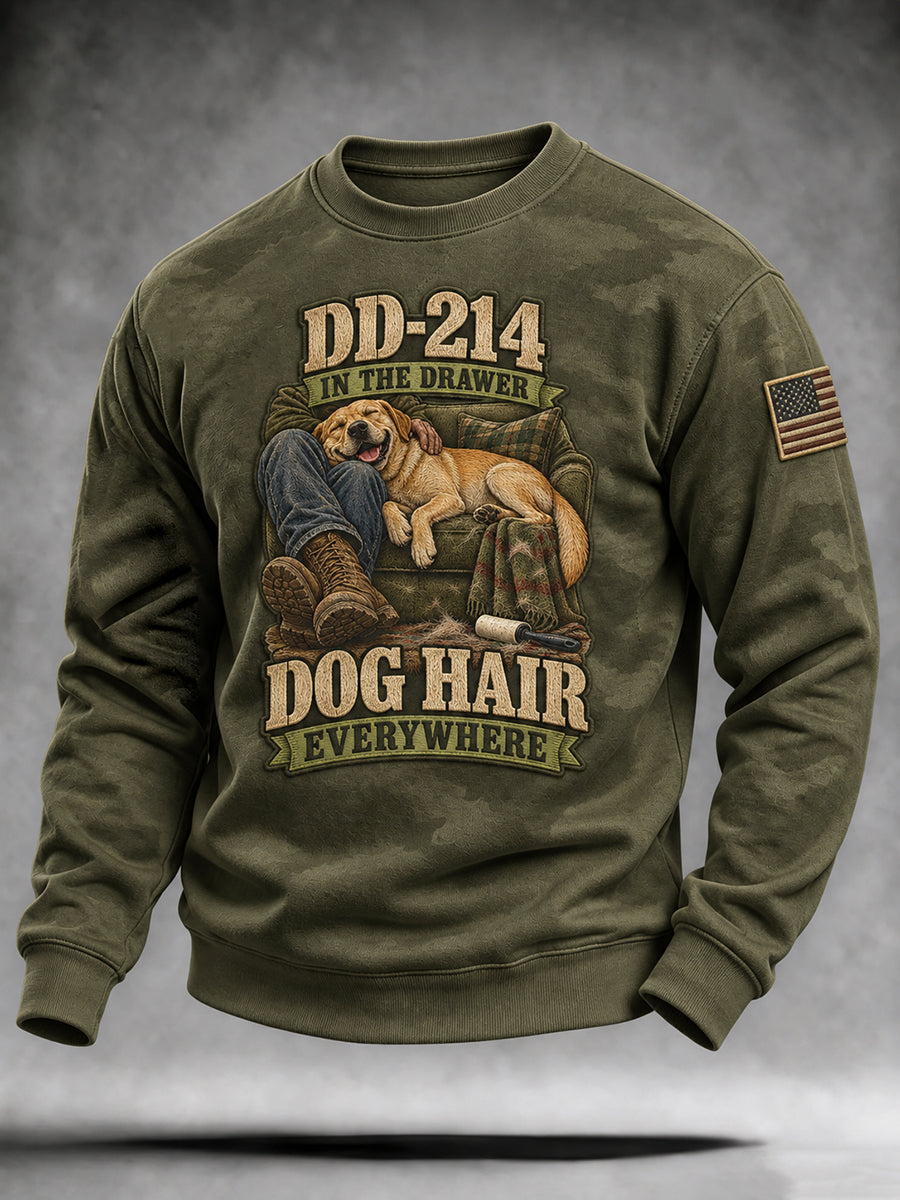 Men's DD-214 in the Drawer Dog Hair Everywhere Veteran Dog Sweatshirt