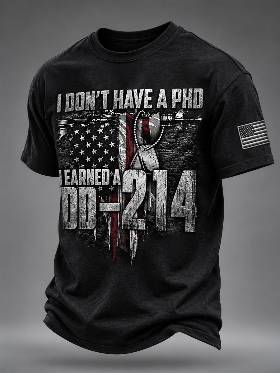Men's DD-214 It's A Veteran Thing You Wouldn't Understand US Flag Print Veterans Day Casual Tee
