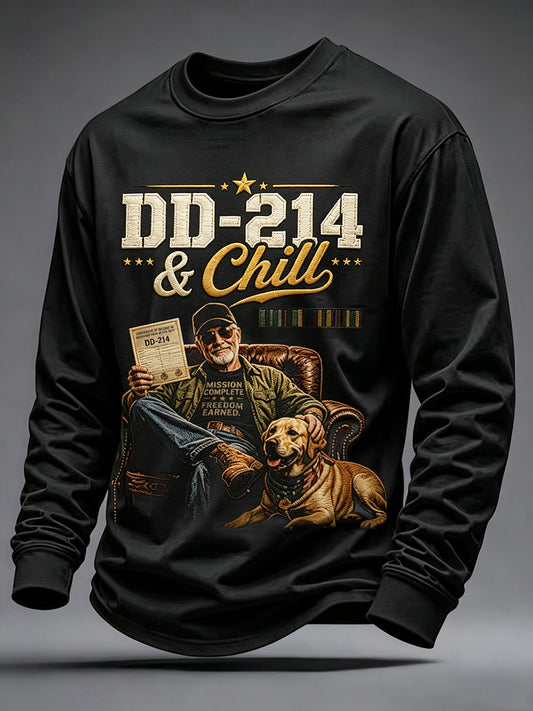 Men's DD-214 US Veterans Print Crew Neck Sweatshirt