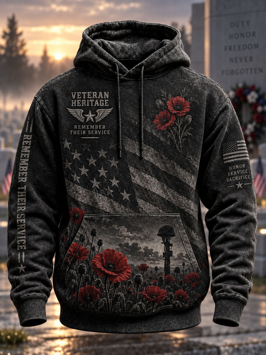 Men's Veterans Day Print Casual Hoodie