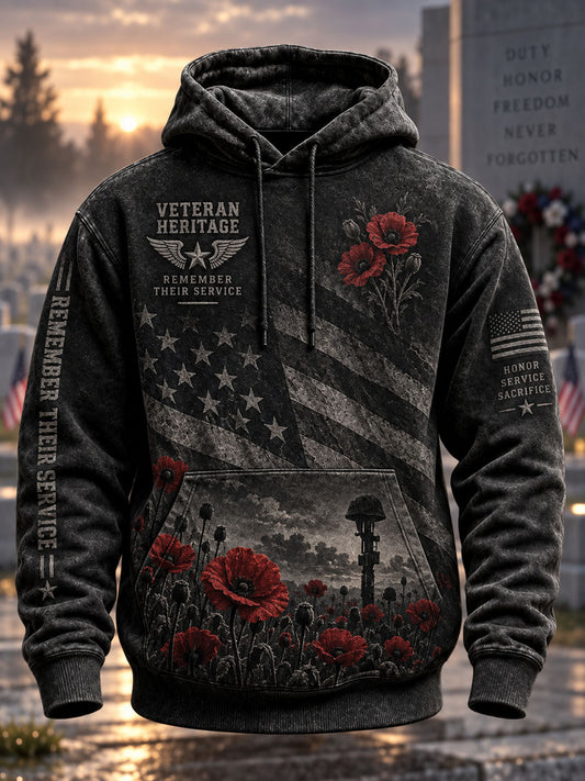 Men's Veterans Day Print Casual Hoodie