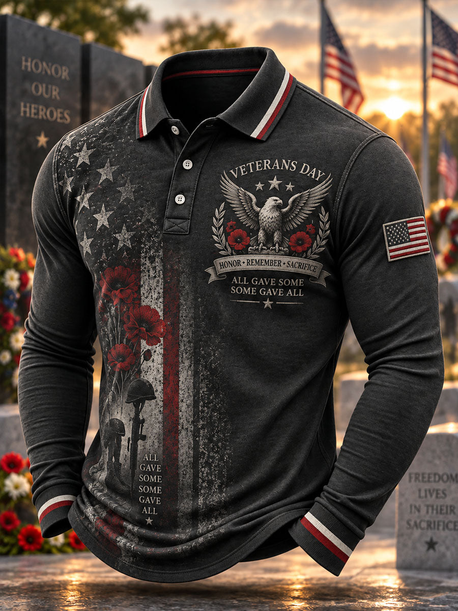 Men's Veterans' Day Print Casual Polo Shirt