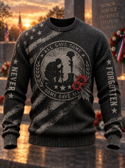 Men's Veterans Day Print Casual Sweater