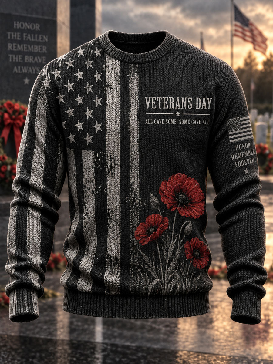 Men's Veterans Day Print Casual Sweater