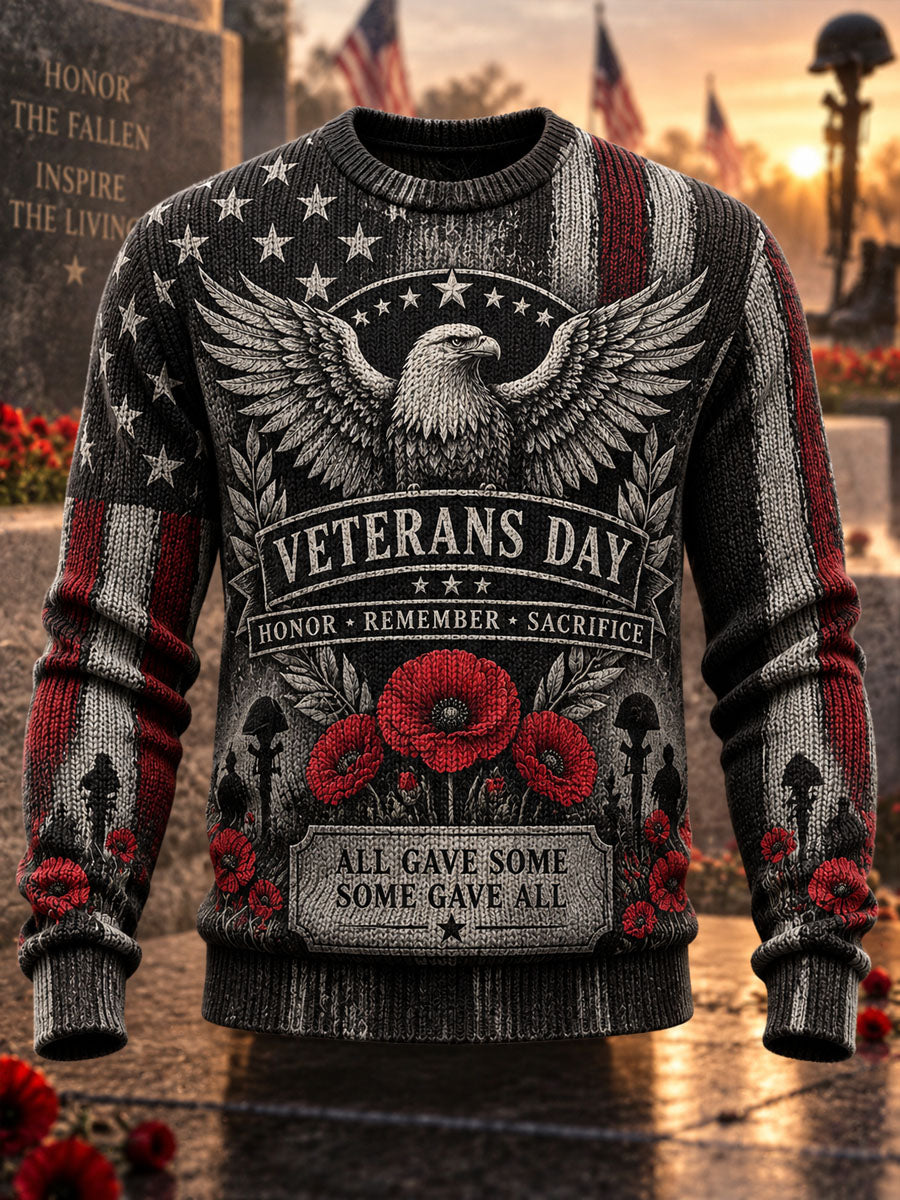 Men's Veterans Day Print Casual Sweater
