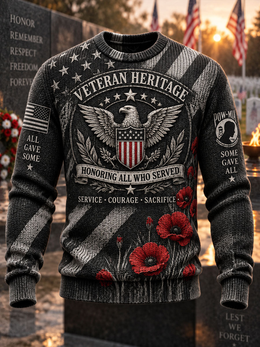 Men's Veterans Day Print Casual Sweater