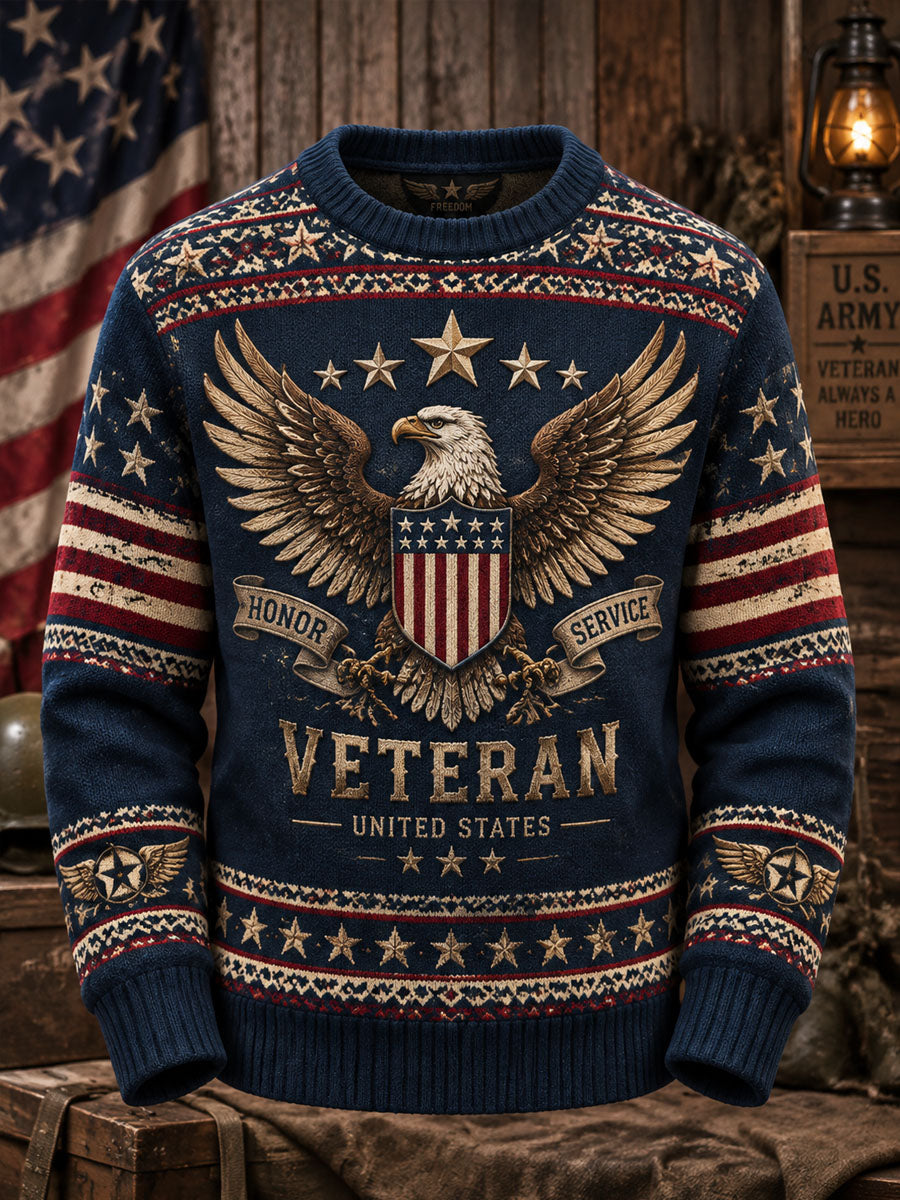 Men's Veterans Day Print Casual Sweater