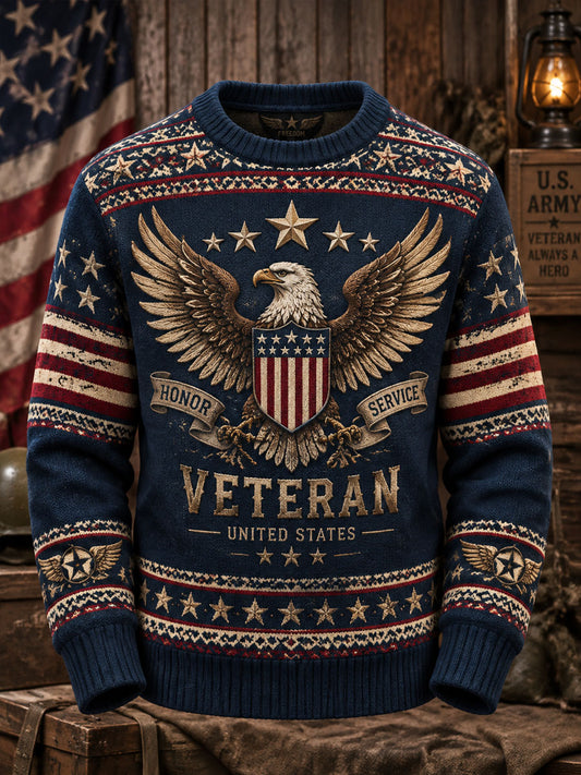 Men's Veterans Day Print Casual Sweater