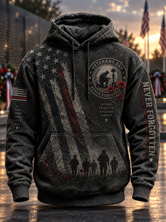 Men's Veterans Day Print Casual Hoodie
