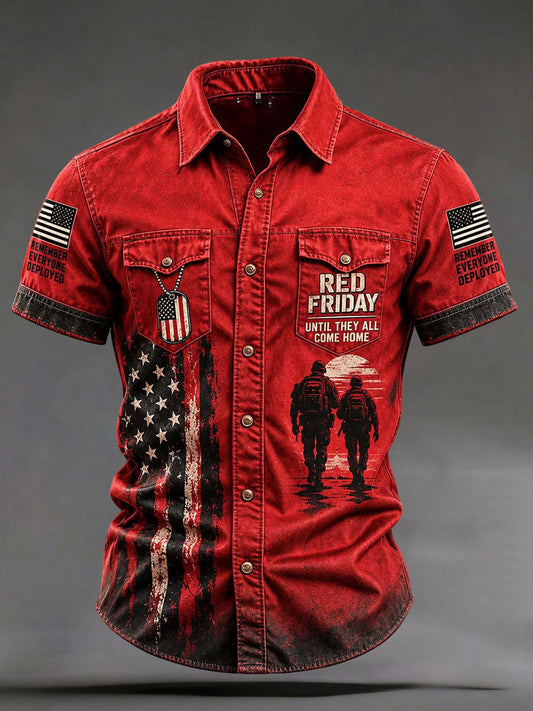 Men's Red Friday Printed Casual Shirt