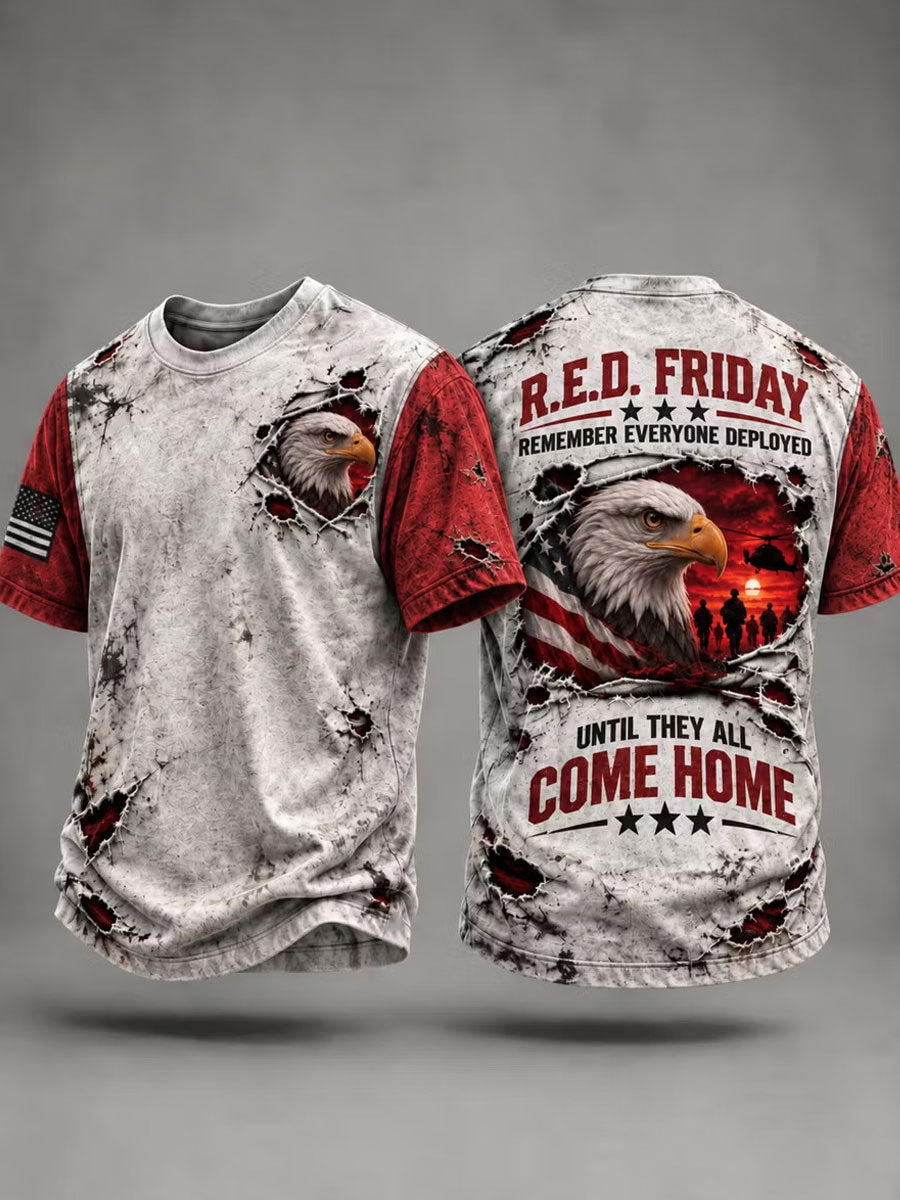 Men's Red Friday Printed Casual T-Shirt