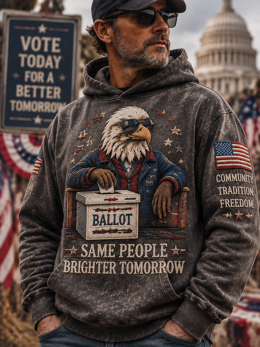 Patriotic Animal Vote Graphic Hooded Sweatshirt