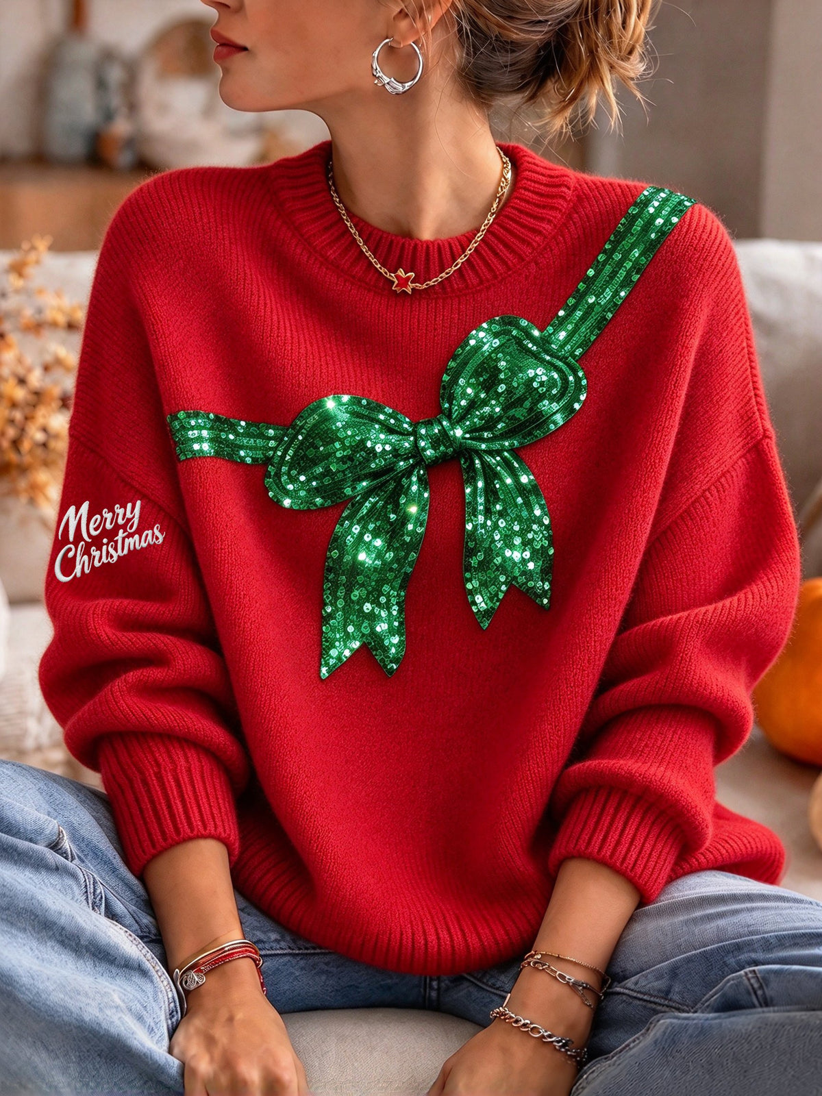 Women's Christmas Crew Neck Sweater