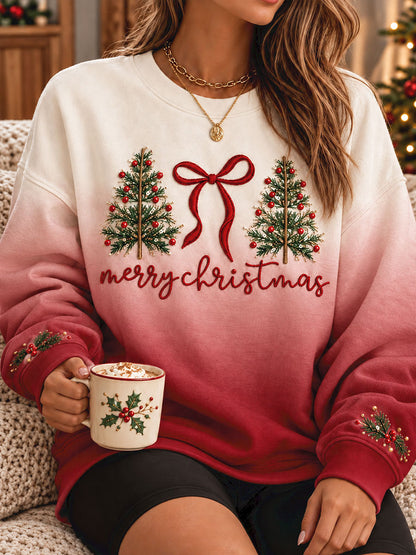 Women's Merry Christmas Tree Art Printed Sweatshirt