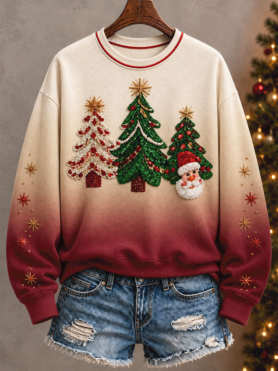 Women's Merry Christmas Tree Art Printed Sweatshirt