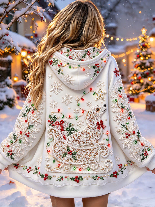 Women's Christmas Dachshund Print Jackets