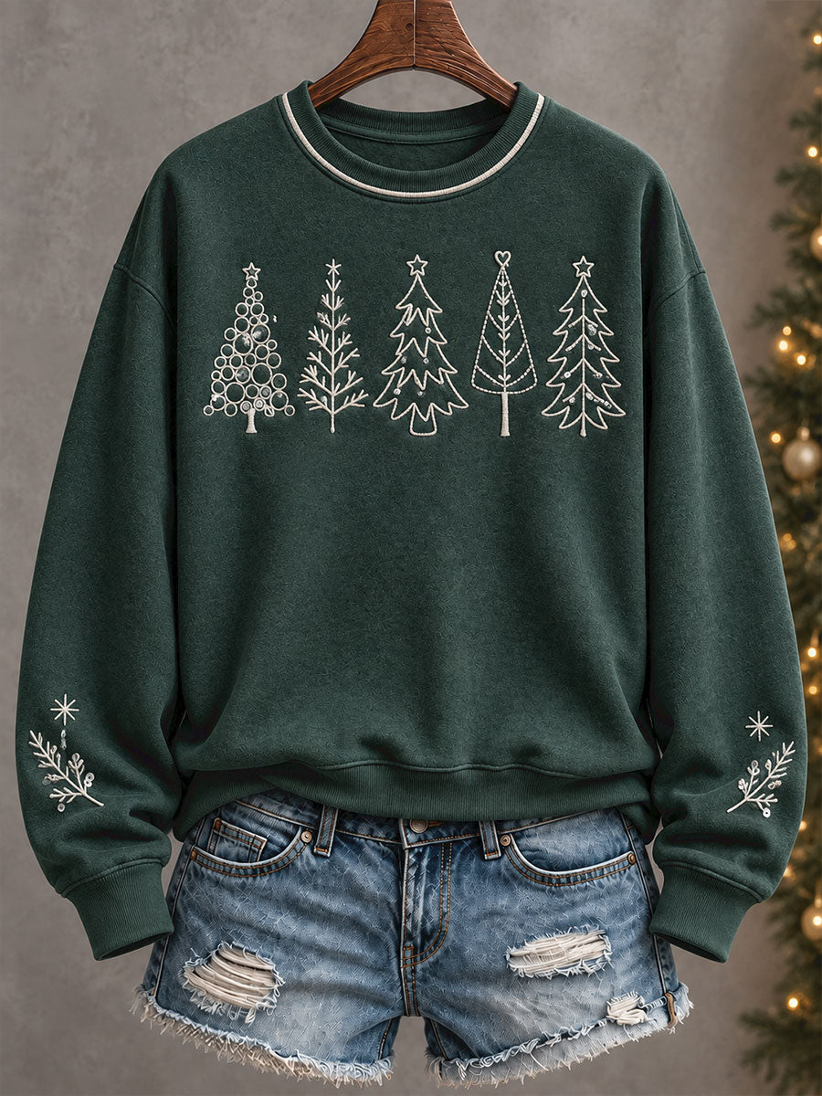 Women's Merry Christmas Tree Art Printed Sweatshirt