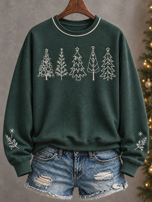 Women's Merry Christmas Tree Art Printed Sweatshirt