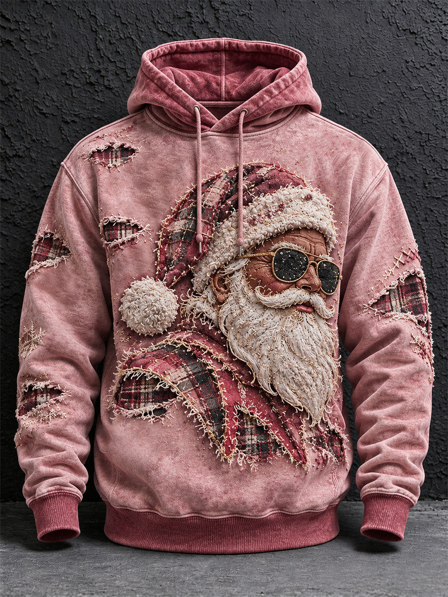 Men's Vintage Pink Santa Hoodie