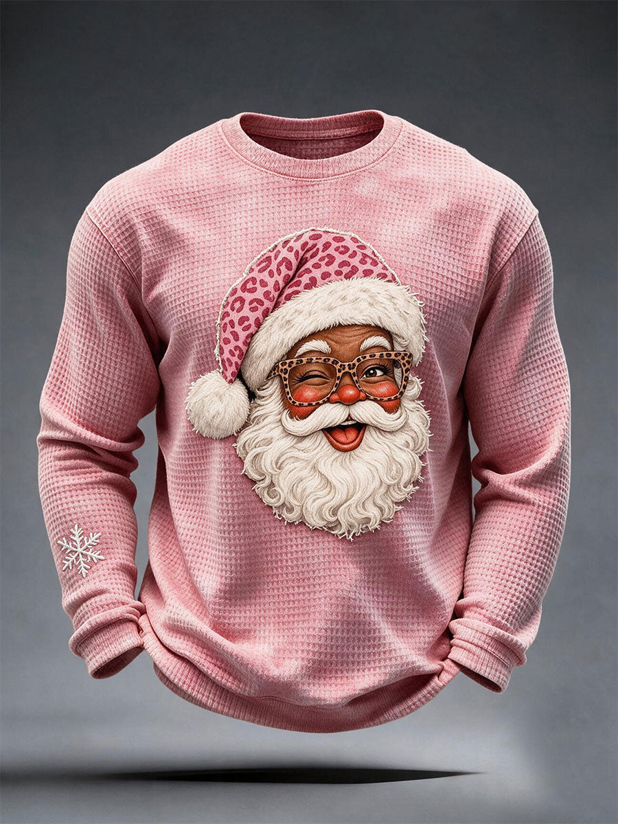Men's Vintage Pink Santa Waffle Top