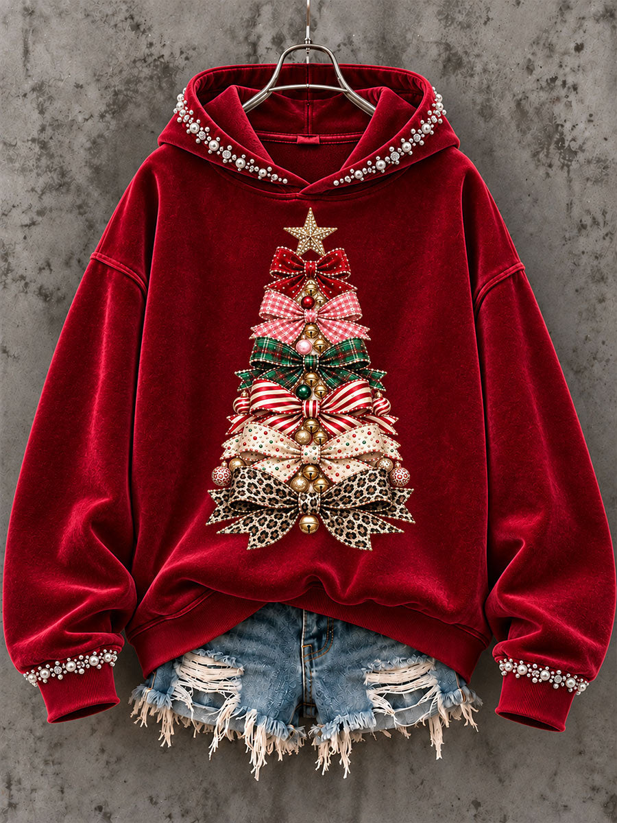Women's Bow Christmas Tree Print Sweatshirt