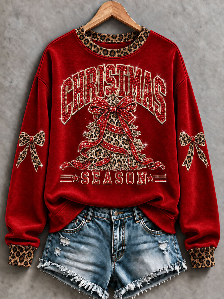 Women's Bow Christmas Tree Print Sweatshirt