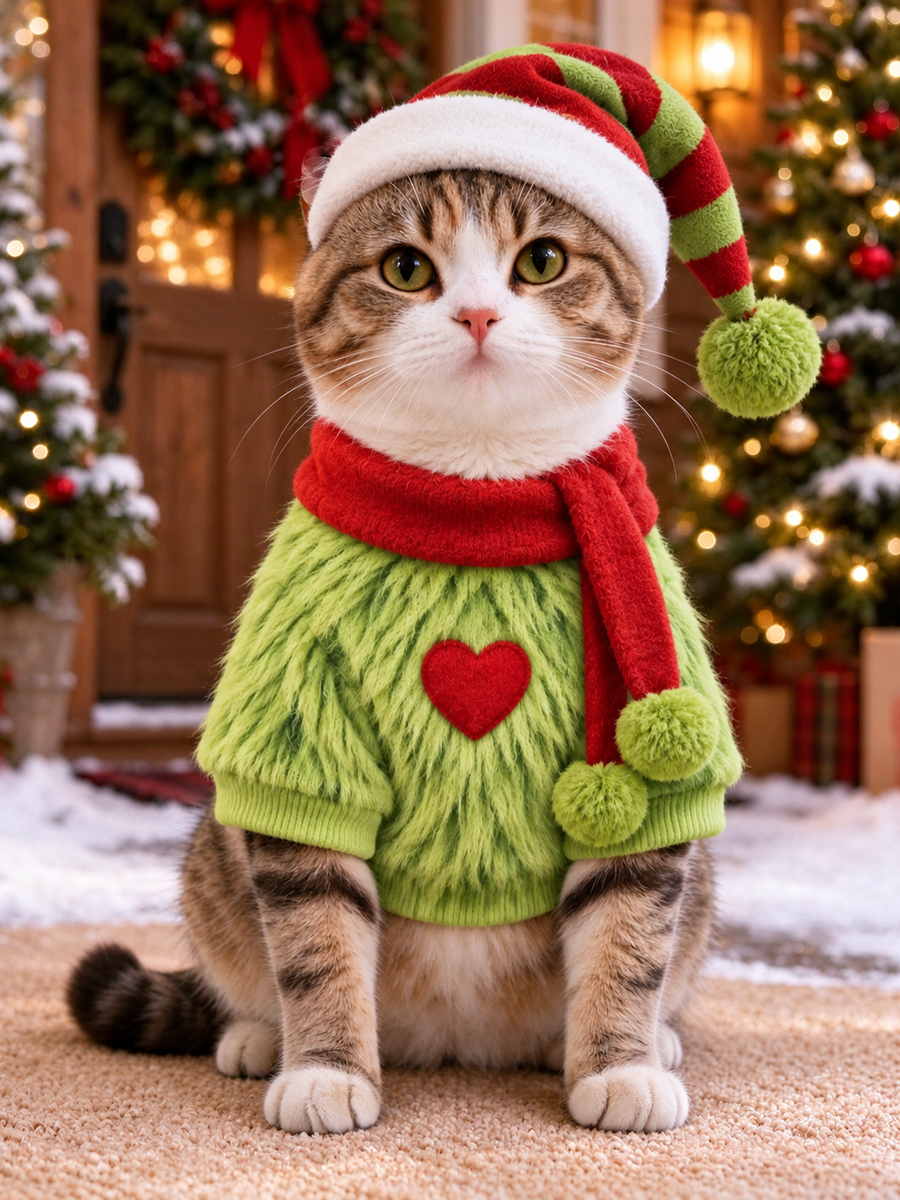 Christmas Pet Short-Sleeve Shirt (with D-ring)（No Scarf）