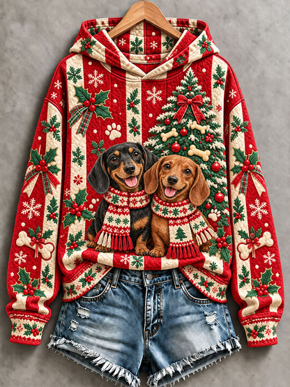 Women's Dog Art Print Casual Hoodie