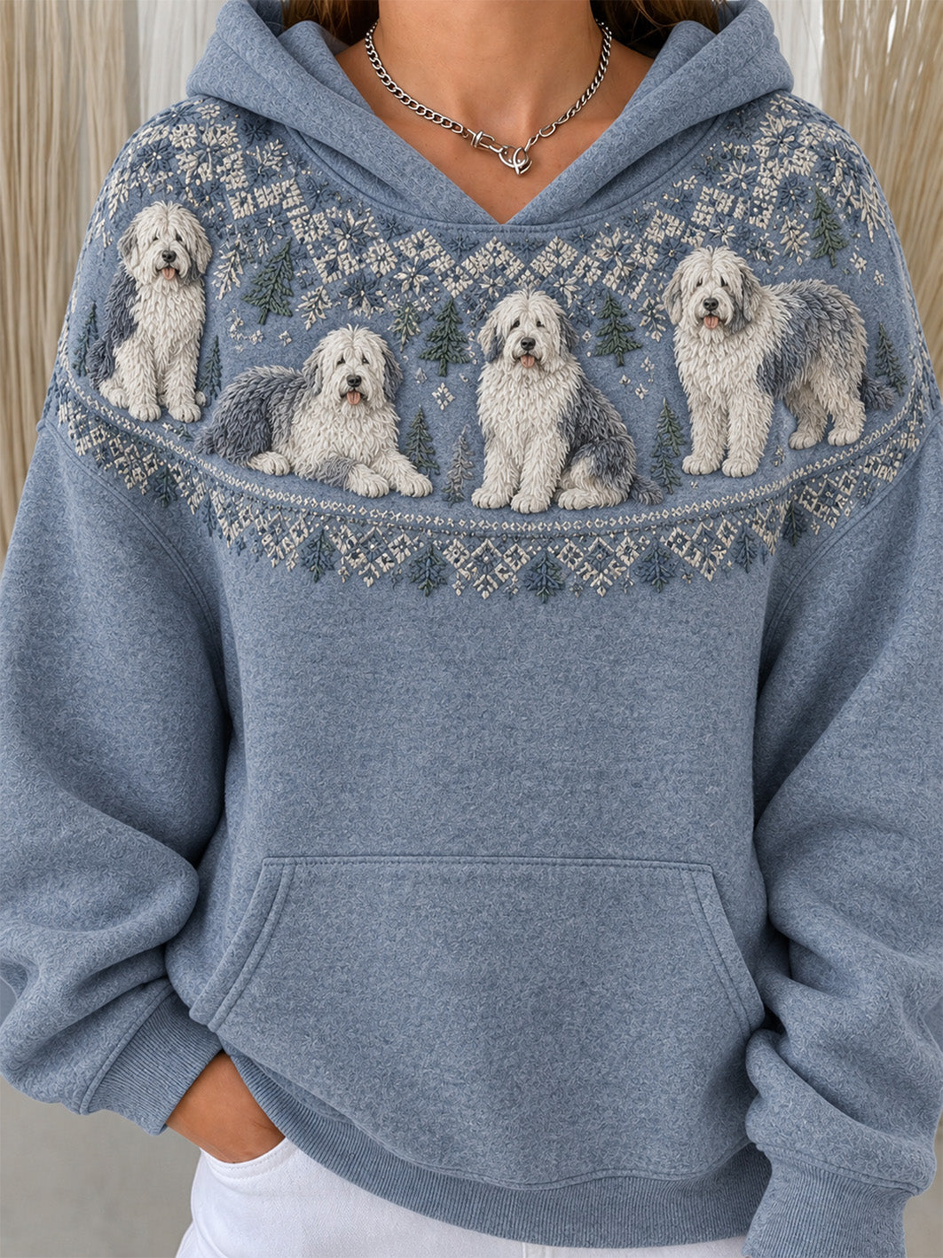 Women's Bobtail Dogs Pattern Causal Hoodie