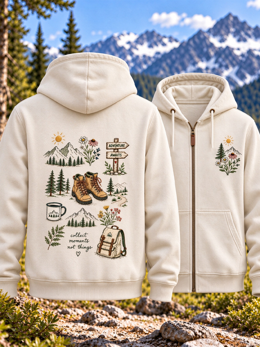 Women's Hiking Lover Printed Zip-Up Hoodie