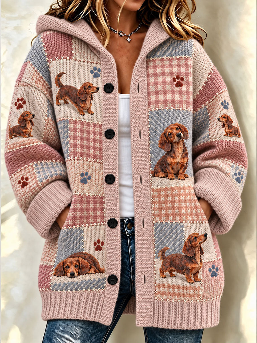 Women's Funny Dog Art Composite Fleece Long Coat