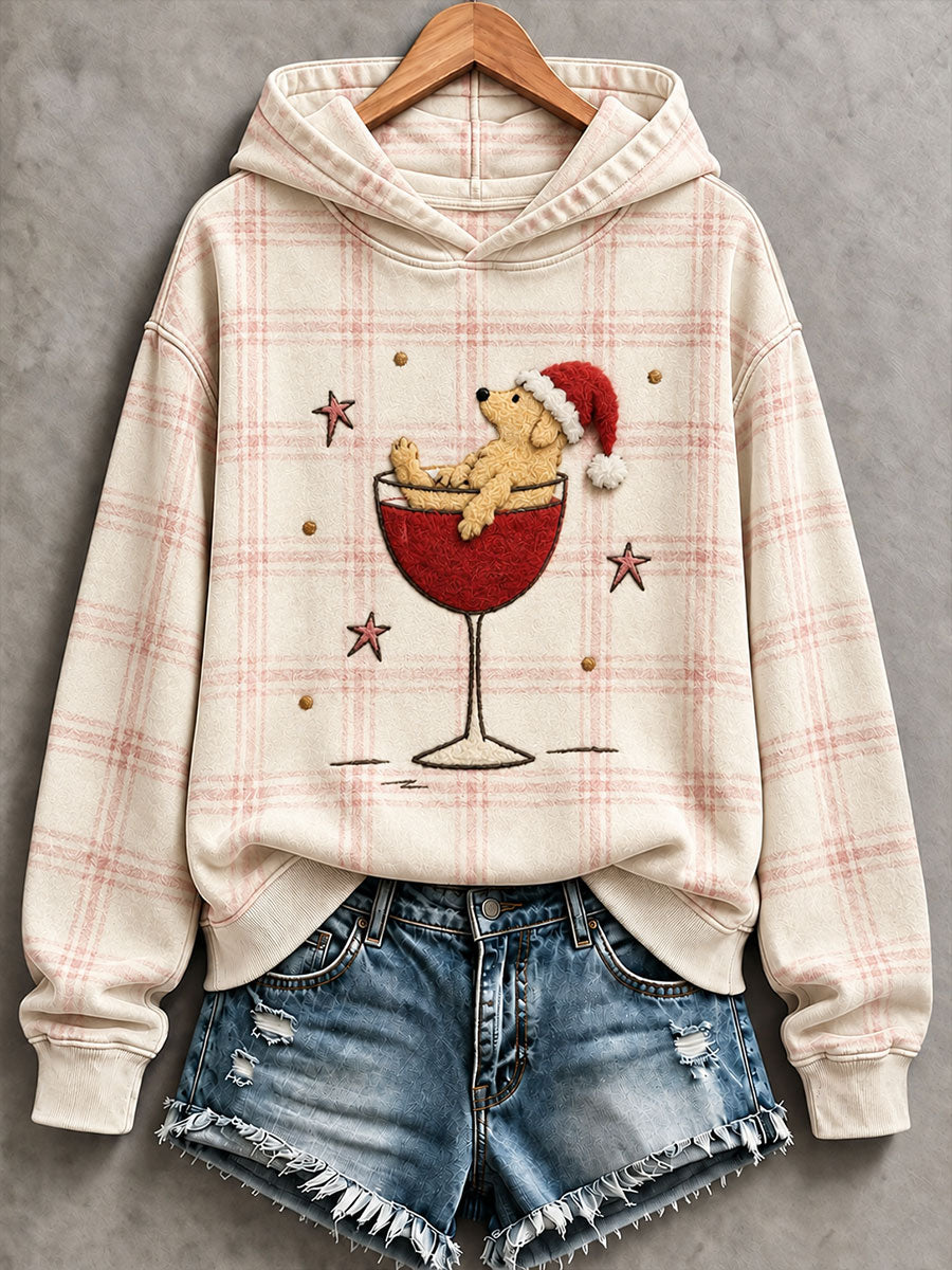 Women’s "Labrador & Wine Glass" Christmas Fun Print Casual Sweatshirt