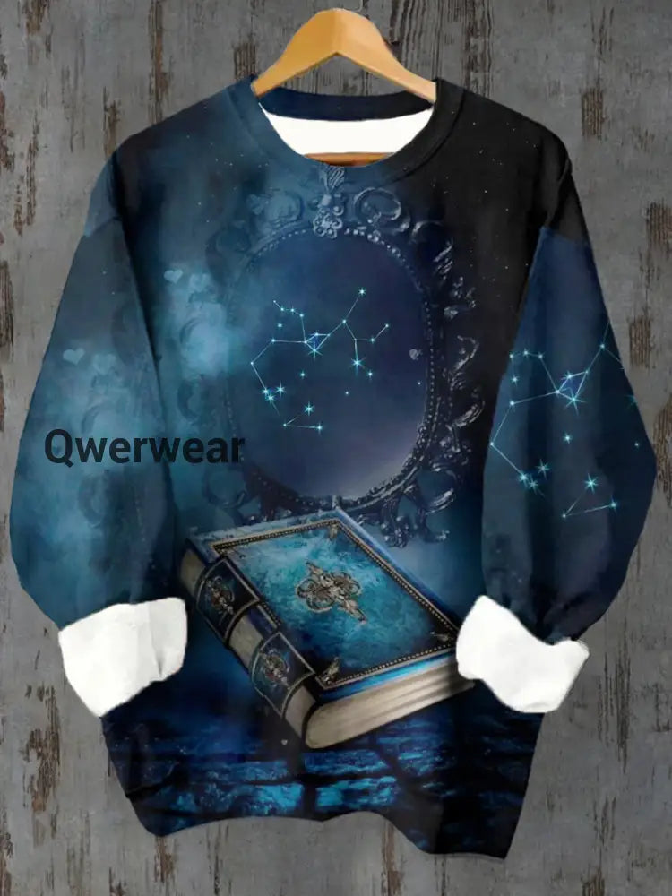 Unisex Astrology Magic Book Casual Crew Neck Sweatshirt Blue / S