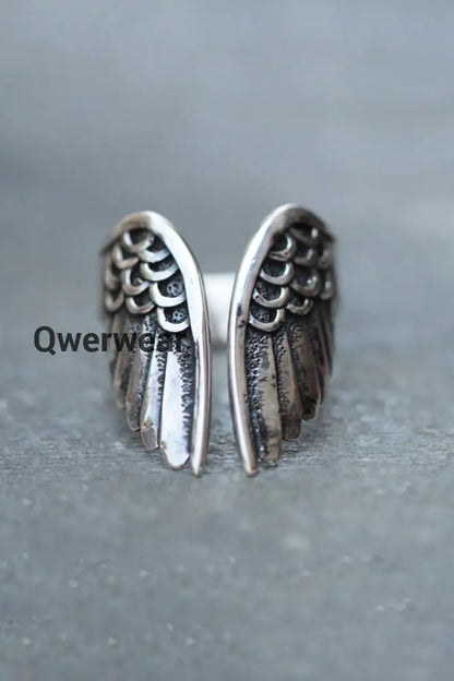 Vintage Angel Wings Open Finger Ring Black-Silver
