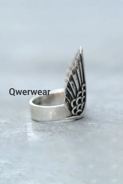 Vintage Angel Wings Open Finger Ring Black-Silver