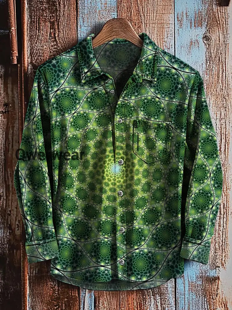 Vintage Art Abstract Art Print Long Sleeve Casual Shirt A / S Mens shirts