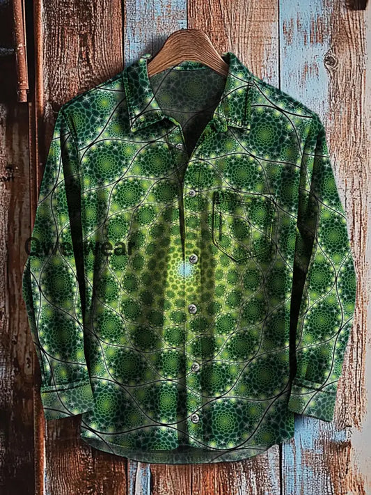 Vintage Art Abstract Art Print Long Sleeve Casual Shirt A / S Mens shirts