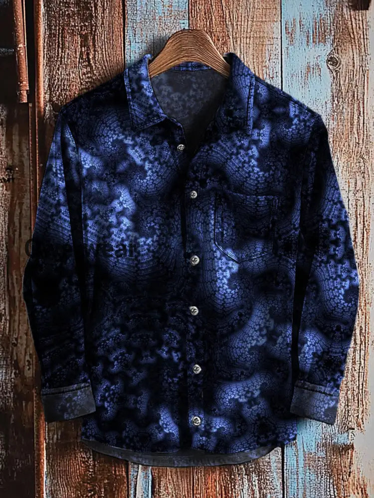 Vintage Art Abstract Art Print Long Sleeve Casual Shirt A / S Mens shirts