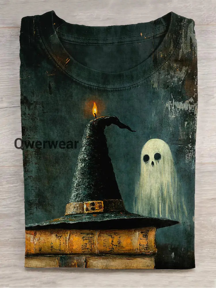 Wizard Witch Magic Hat Art Shirt Printed Round Neck Short Sleeve Casual T-Shirt Black / S