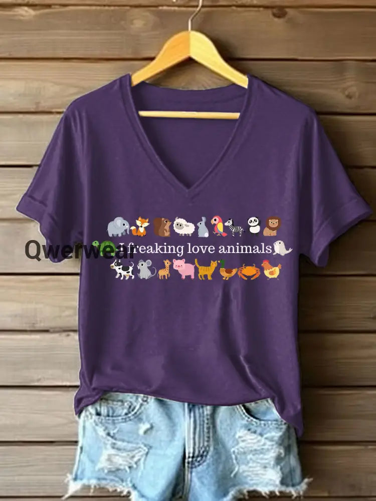 Women’s Animal Friendly T-shirt Purple / S