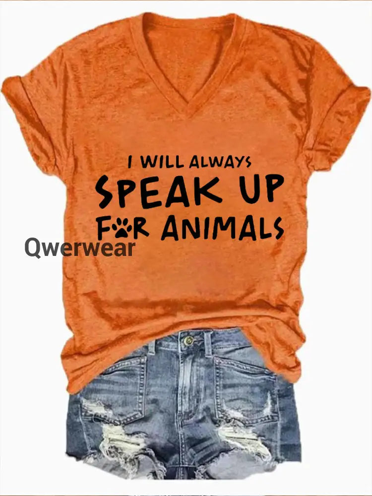 Women’s Animal Friendly T-shirt-TS-AF-53 Orange / S