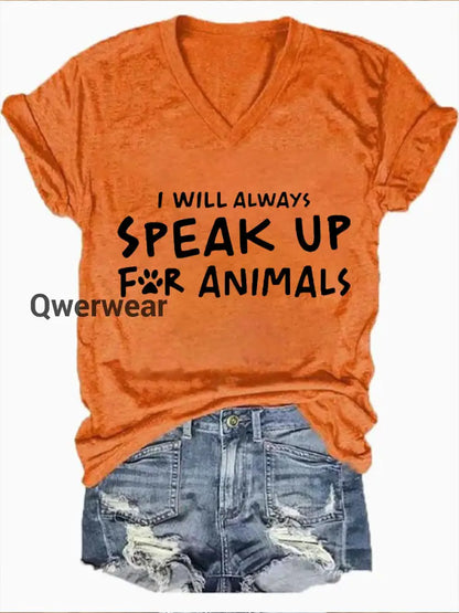Women’s Animal Friendly T-shirt-TS-AF-53 Orange / S