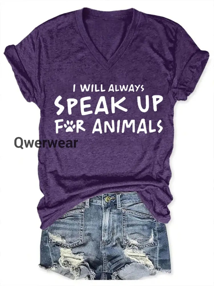 Women’s Animal Friendly T-shirt-TS-AF-53 Purple / S