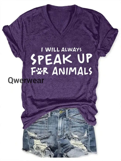 Women’s Animal Friendly T-shirt-TS-AF-53 Purple / S
