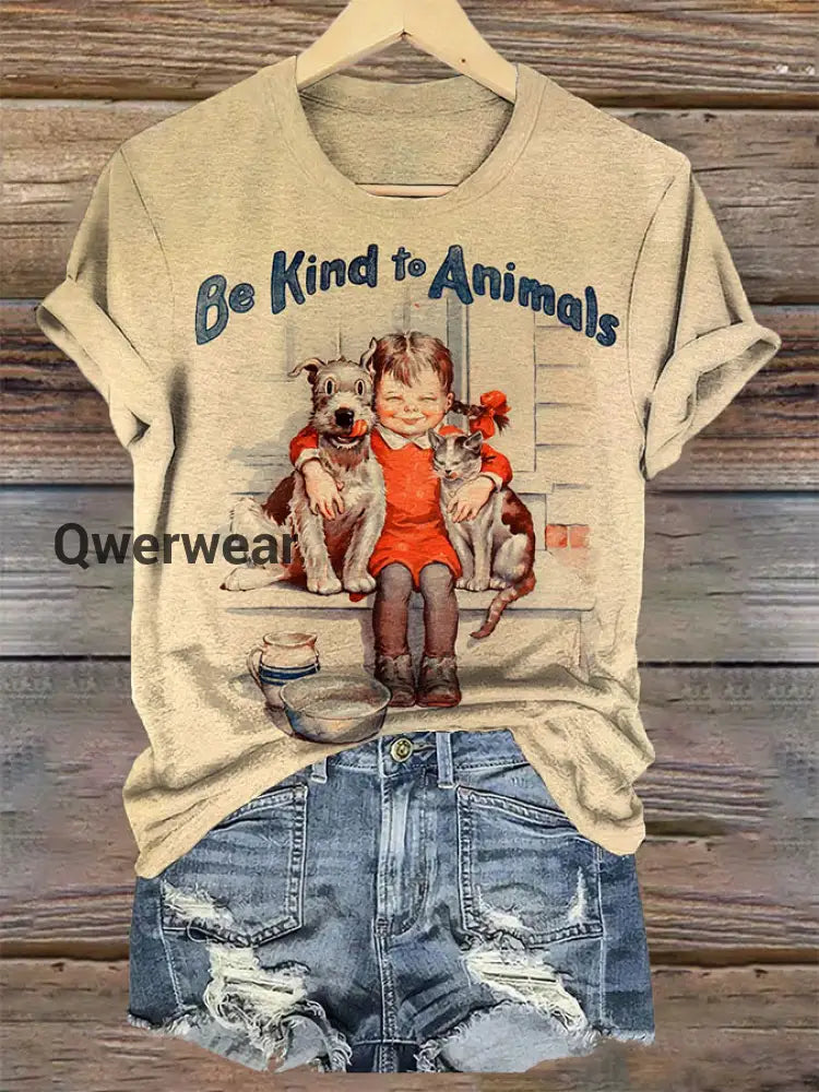 Women’s Animal Friendly T-Shirts-TS-AF-16 Apricot / S