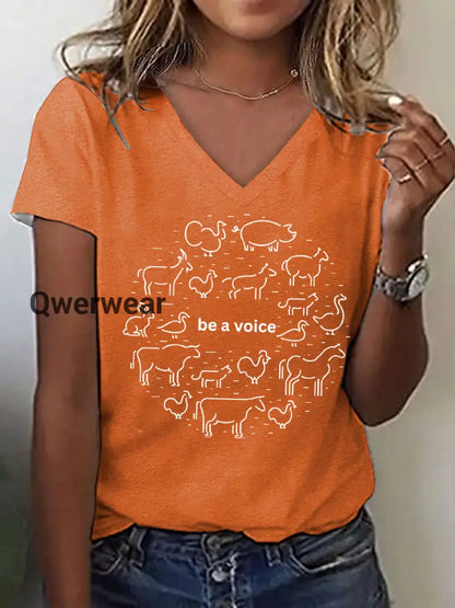 Women’s Animal Friendly T-Shirts-TS-AF-22 Orange / S