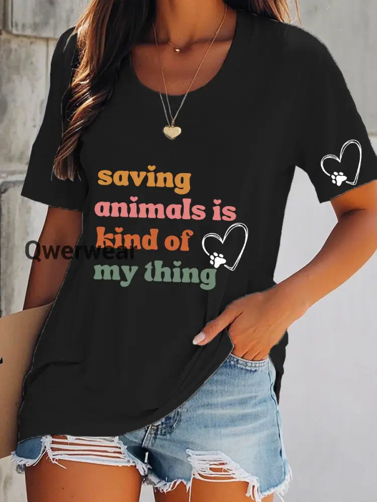 Women’s Animal Friendly T-Shirts-TS-AF-7 Black / S