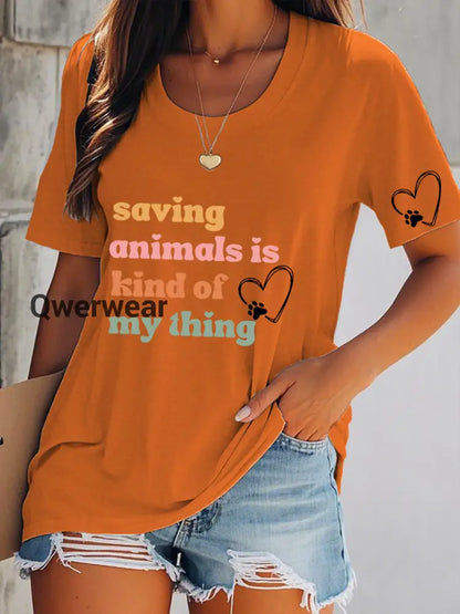 Women’s Animal Friendly T-Shirts-TS-AF-7 Orange / S